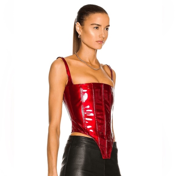 Red PVC Corset Style Bustier | Laquan Smith | Large - Picture 6 of 8